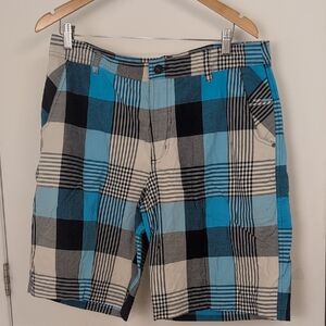 lululemon athletica Blue Black Cream Plaid Athletic Shorts